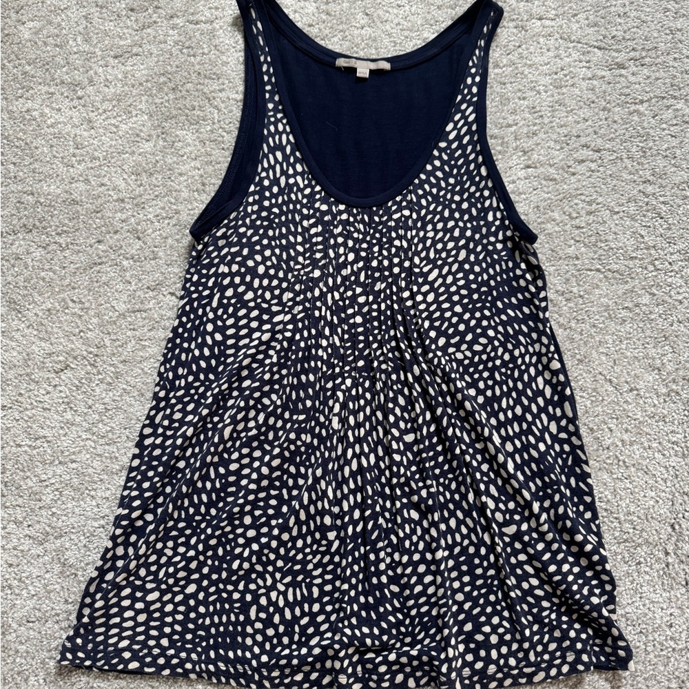 Navy and White Polka Dot Women's Tank Top